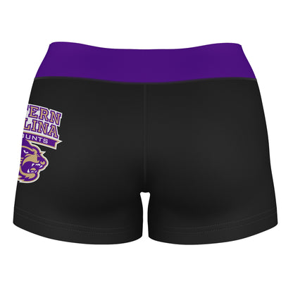 WCU Catamounts Vive La Fete Logo on Thigh and Waistband Black & Purple Women Yoga Booty Workout Shorts 3.75 Inseam" - Vive La F̻te - Online Apparel Store