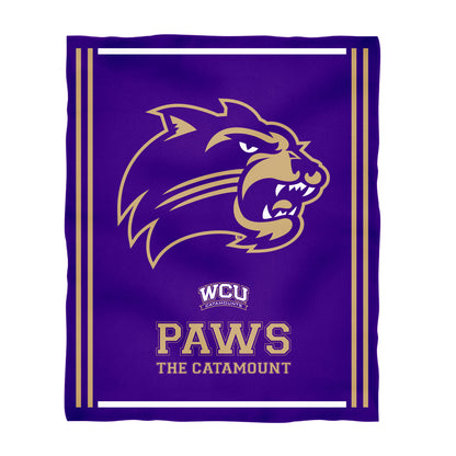 Western Carolina Catamounts Kids Game Day Purple Plush Soft Minky Blanket 36 x 48 Mascot