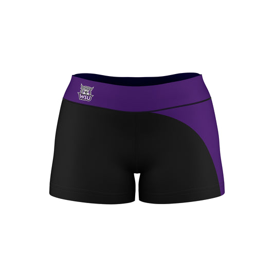 Weber State Wildcats WSU Vive La Fete Collegiate Waist Color Block Women Black Purple Optimum Yoga Short