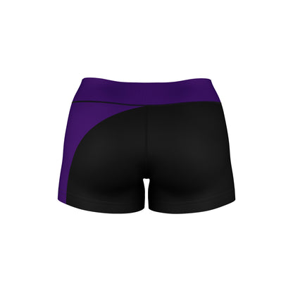 Weber State Wildcats WSU Vive La Fete Collegiate Waist Color Block Women Black Purple Optimum Yoga Short - Vive La F̻te - Online Apparel Store