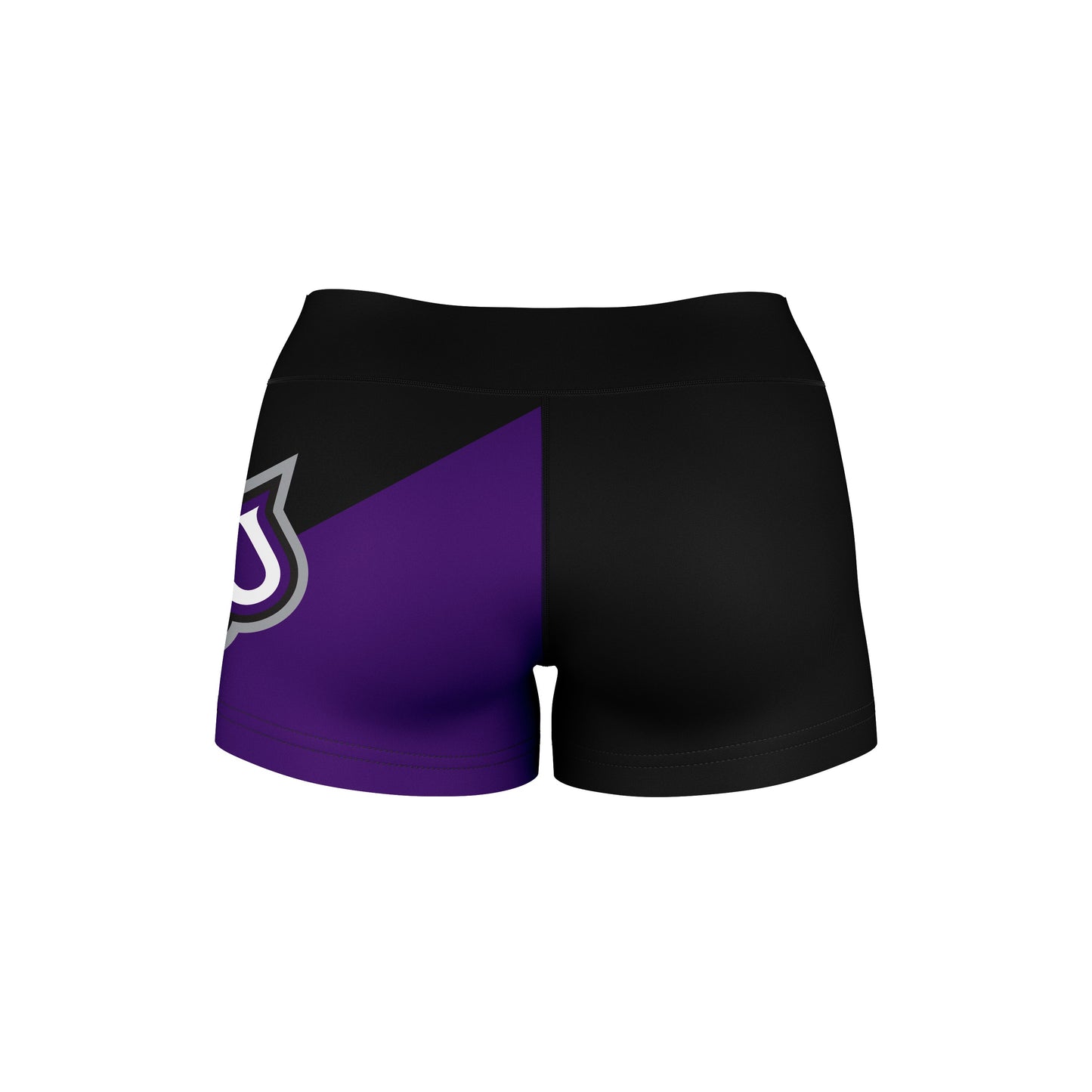 Weber State Wildcats WSU Vive La Fete Game Day Collegiate Leg Color Block Women Black Purple Optimum Yoga Short - Vive La F̻te - Online Apparel Store