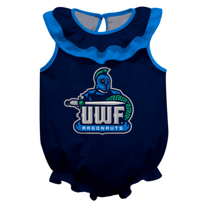 UWF Argonauts Navy Sleeveless Ruffle One Piece Jumpsuit Logo Bodysuit by Vive La Fete