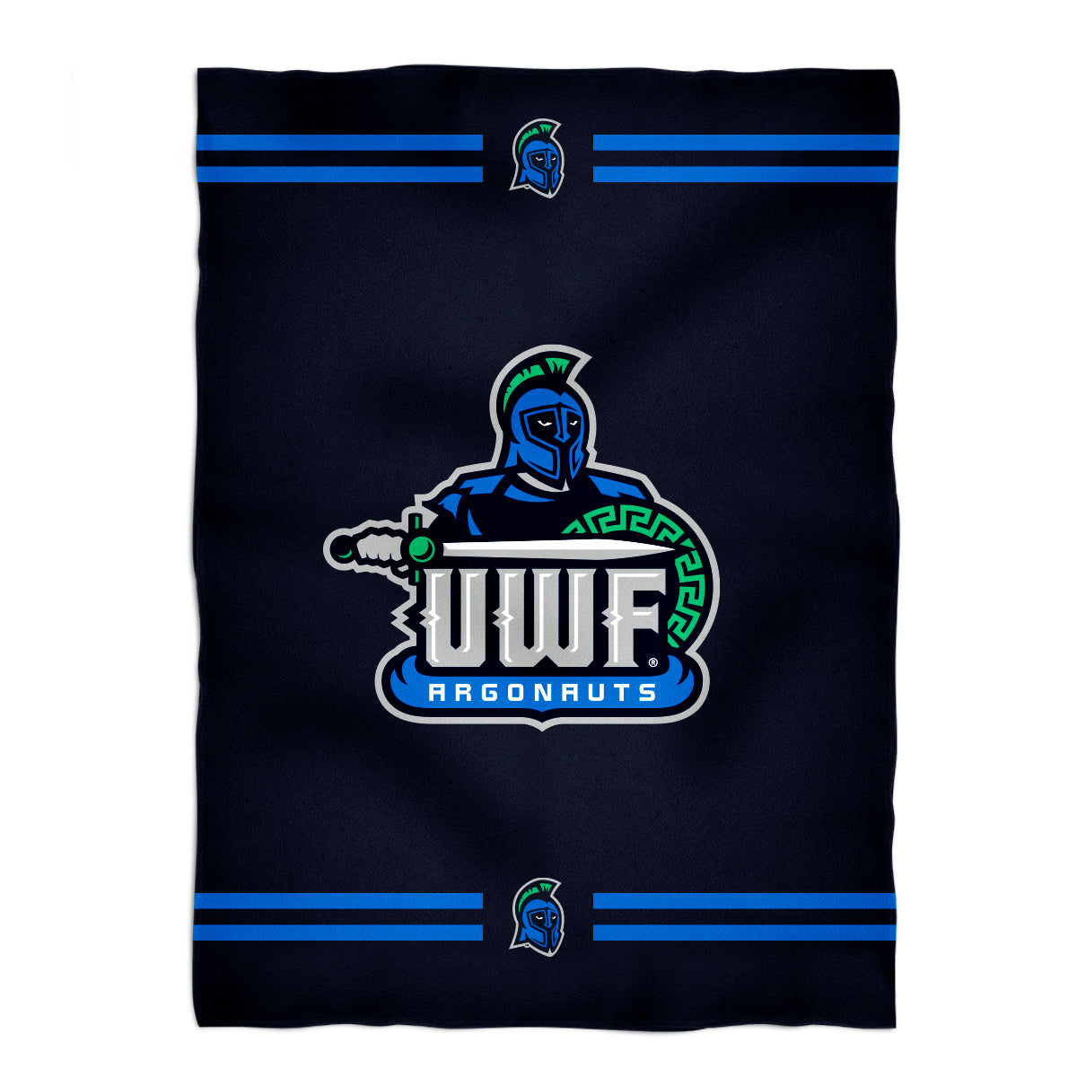West Florida Argonauts WFU Game Day Soft Premium Fleece Navy Throw Blanket 40 x 58 Logo and Stripes