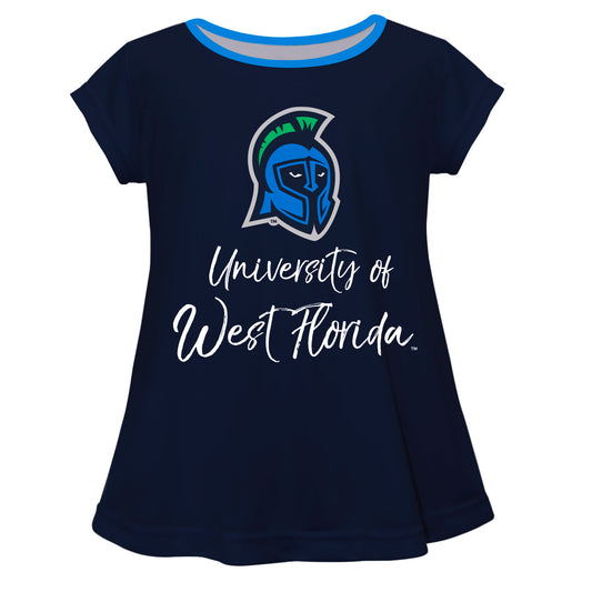 West Florida Argonauts WFU Girls Game Day Short Sleeve Navy Laurie Top by Vive La Fete