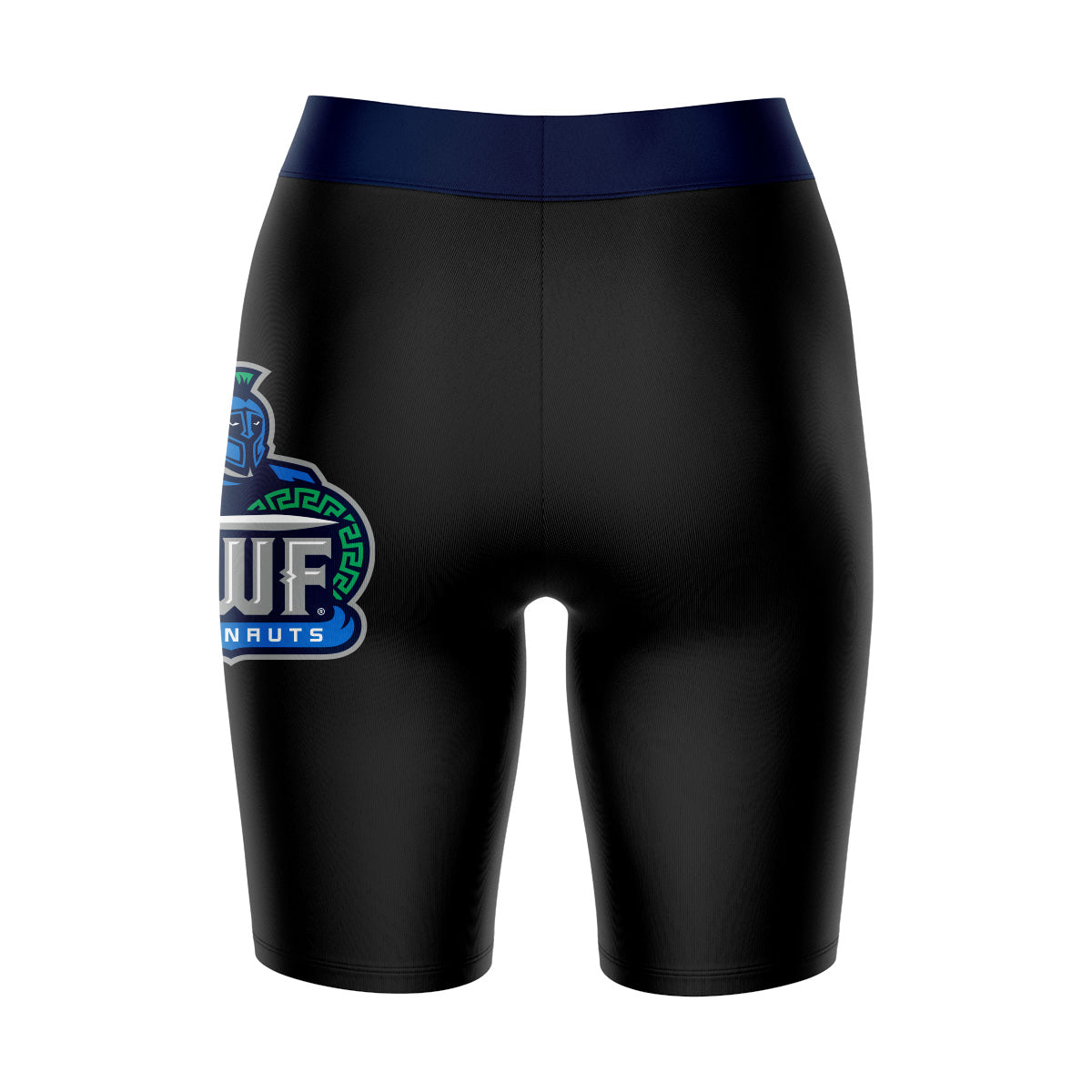 UWF Argonauts Vive La Fete Game Day Logo on Thigh and Waistband Black and Navy Women Bike Short 9 Inseam"