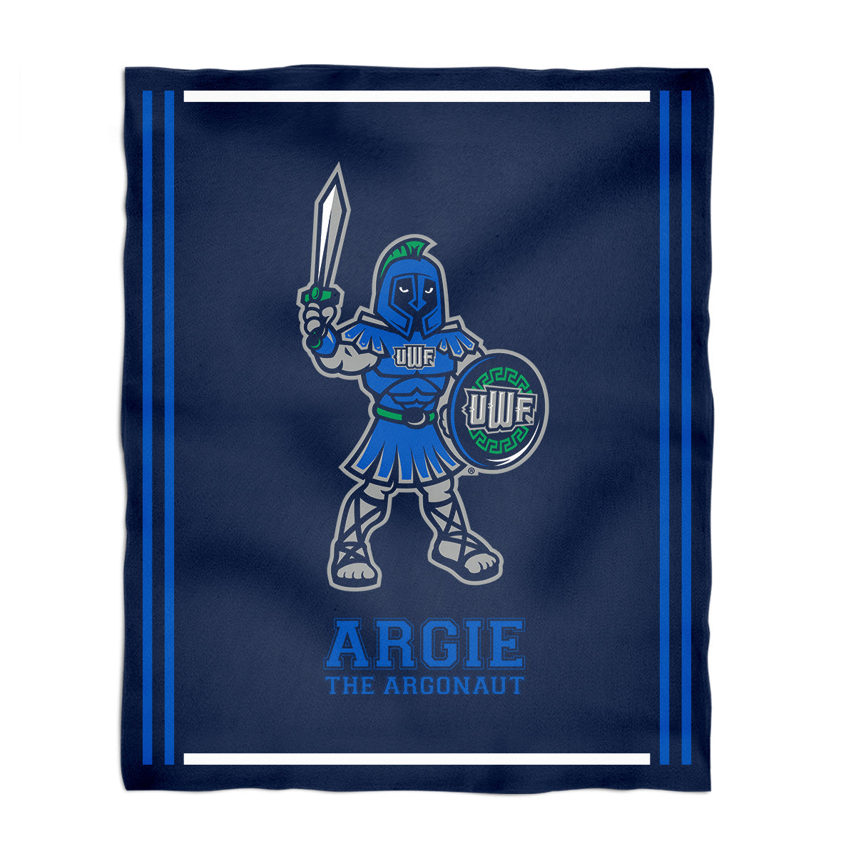 West Florida Argonauts UWF Kids Game Day Navy Plush Soft Minky Blanket 36 x 48 Mascot