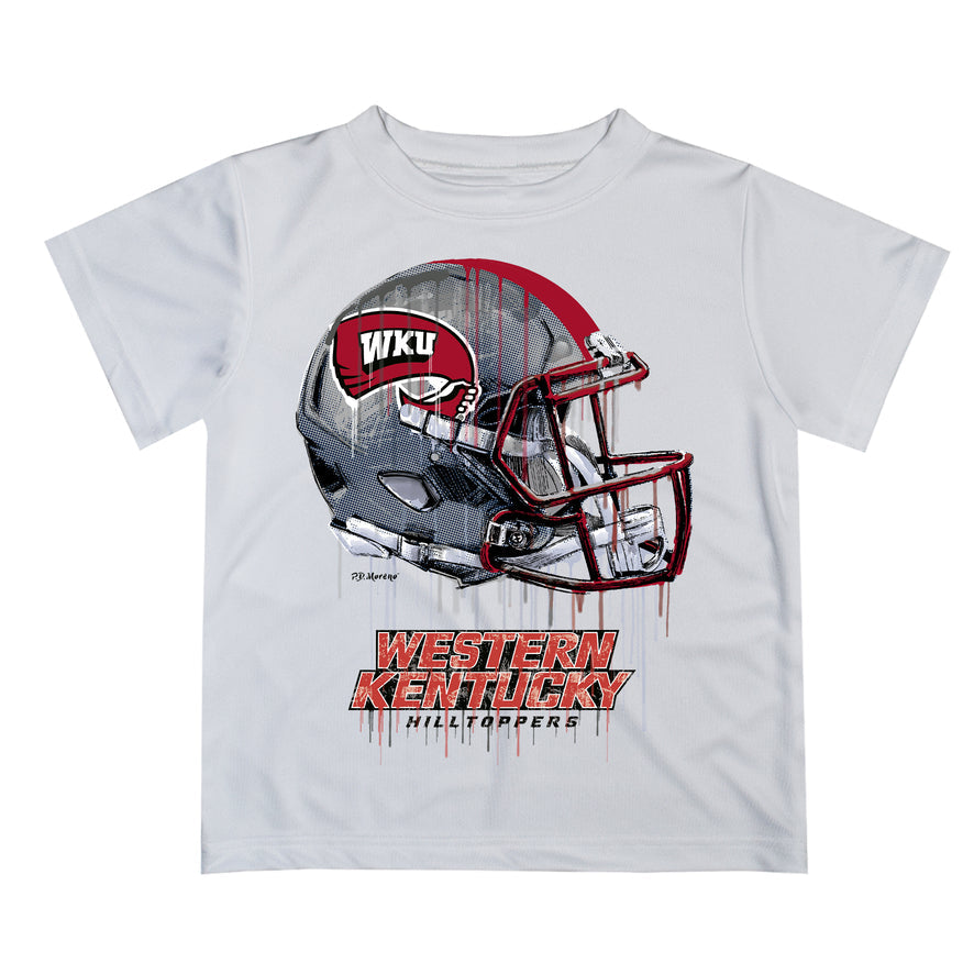 Western Kentucky Hilltoppers Original Dripping Football Helmet White T-Shirt by Vive La Fete