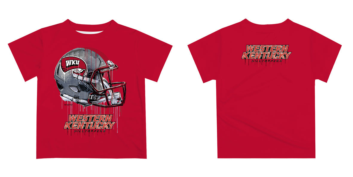 Western Kentucky Hilltoppers Original Dripping Football Helmet Red T-Shirt by Vive La Fete