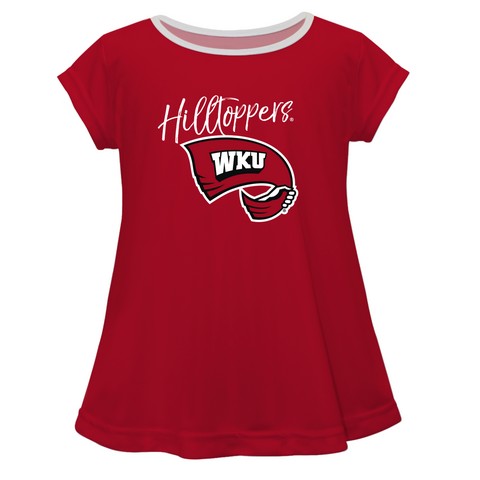 Western Kentucky Solid Red Girls Laurie Top Short Sleeve by Vive La Fete