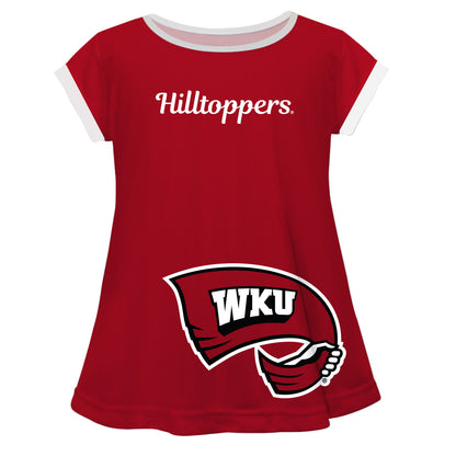 Western Kentucky Big Logo Red Short Sleeve Girls Laurie Top by Vive La Fete