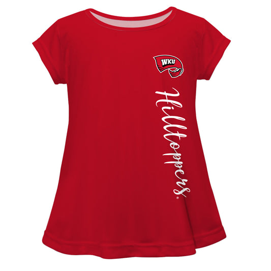 Western Kentucky Hilltoppers Red Solid Short Sleeve Girls Laurie Top by Vive La Fete