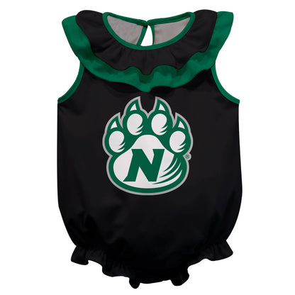 Northwest Missouri Bearcats Black Sleeveless Ruffle One Piece Jumpsuit Mascot Bodysuit by Vive La Fete