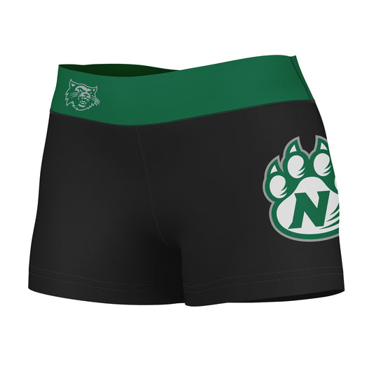 Northwest Missouri Bearcats Vive La Fete Logo on Thigh & Waistband Black & Green Women Booty Workout Shorts 3.75 Inseam"