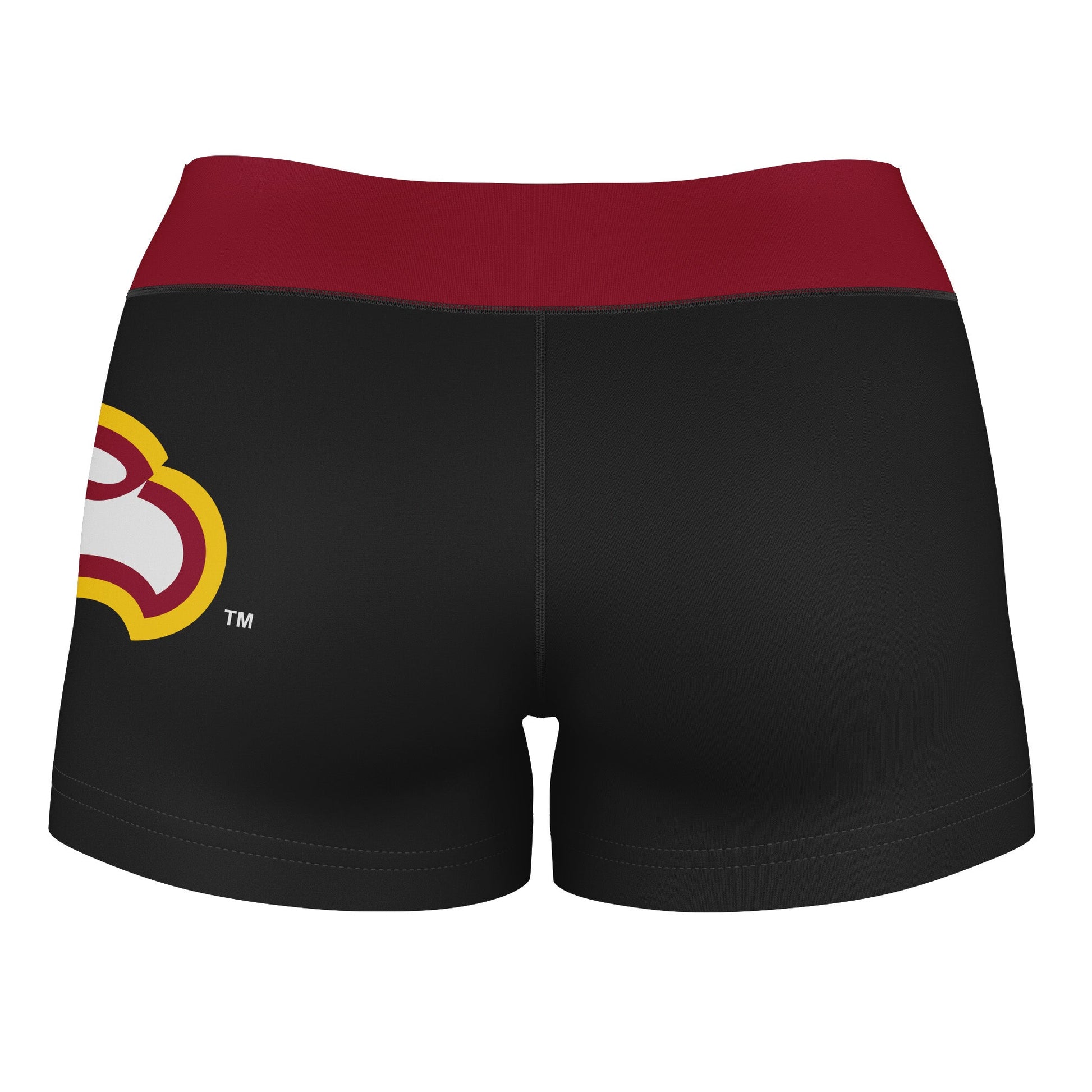 Winthrop University Eagles Logo on Thigh & Waistband Black & Maroon Women Yoga Booty Workout Shorts 3.75 Inseam" - Vive La F̻te - Online Apparel Store