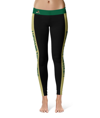 Wright State University Raiders Vive La Fete Game Day Collegiate Gold Stripes Women Black Yoga Leggings 2 Waist Tights