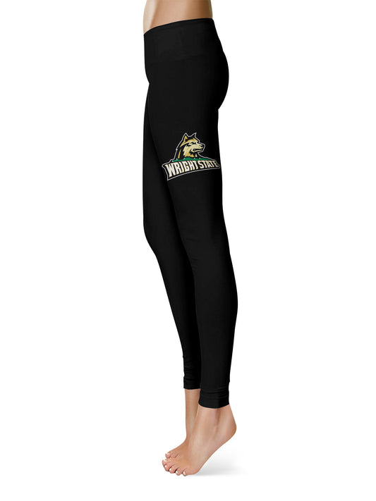 Mouseover Image, Wright State Raiders  Vive La Fete Game Day Collegiate Large Logo on Thigh Women Black Yoga Leggings 2.5 Waist Tights