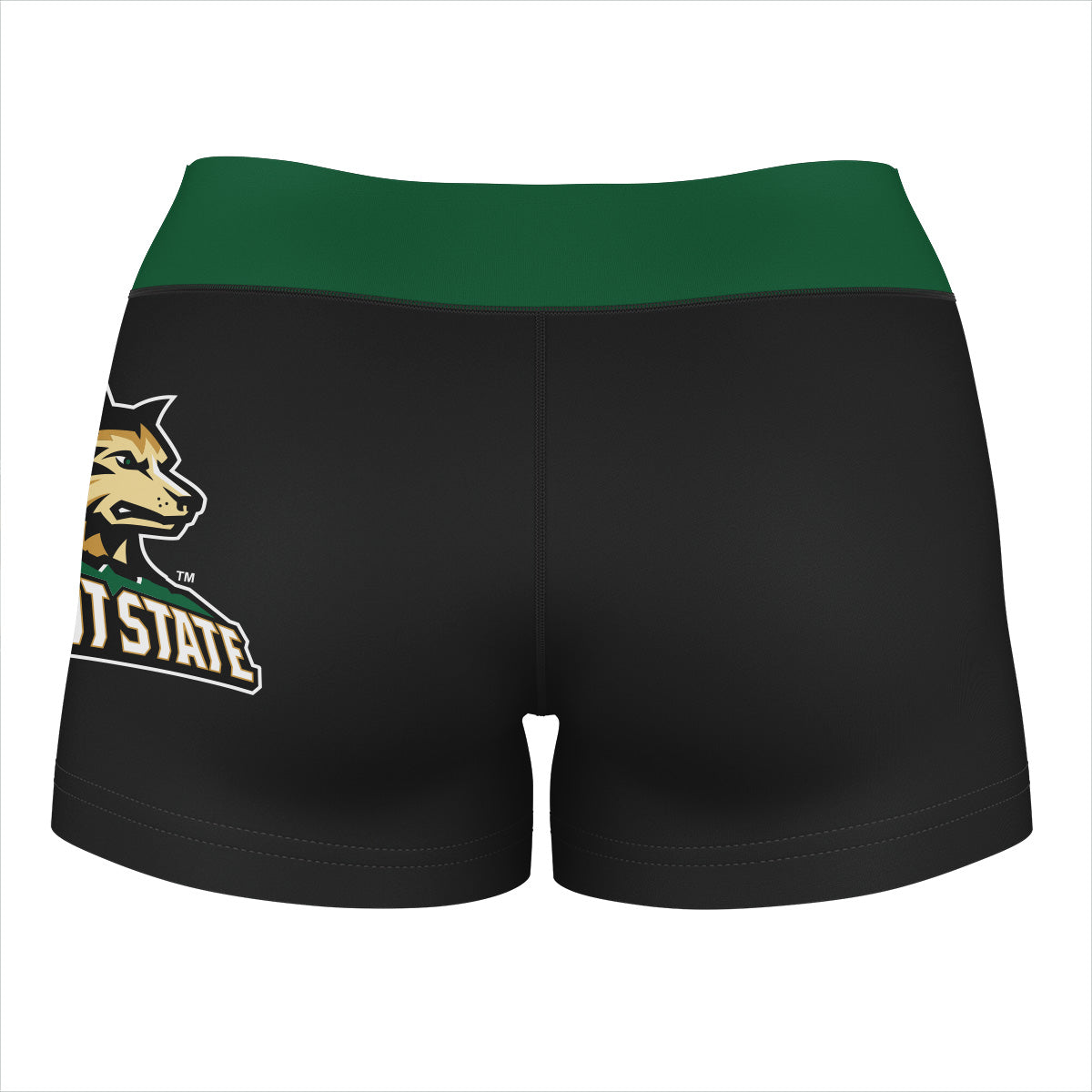 Wright State Raiders Vive La Fete Logo on Thigh & Waistband Black & Green Women Yoga Booty Workout Shorts 3.75 Inseam - Vive La F̻te - Online Apparel Store