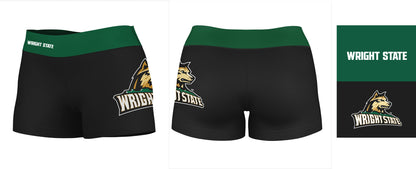 Wright State Raiders Vive La Fete Logo on Thigh & Waistband Black & Green Women Yoga Booty Workout Shorts 3.75 Inseam - Vive La F̻te - Online Apparel Store