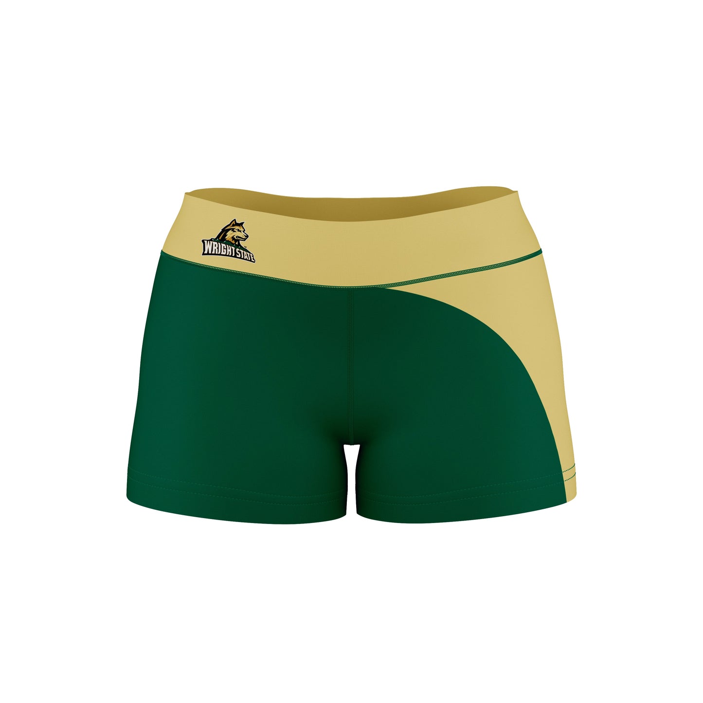 Wright State Raiders Vive La Fete Collegiate Waist Color Block Women Green Gold Optimum Yoga Short