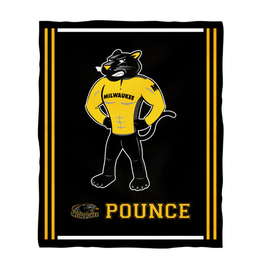 Wisconsin Milwaukee Panthers Kids Game Day Black Plush Soft Minky Blanket 36 x 48 Mascot
