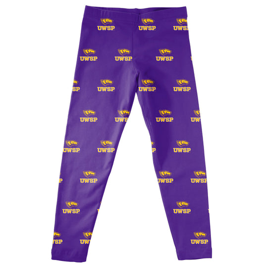 Stevens Point Pointers UWSP Girls Game Day Classic Play Purple Leggings Tights