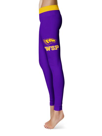 UW-Stevens Point Pointers Vive La Fete Game Day Collegiate Logo on Thigh Purple Women Yoga Leggings 2.5 Waist Tights