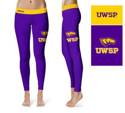 UW-Stevens Point Pointers Vive La Fete Game Day Collegiate Logo on Thigh Purple Women Yoga Leggings 2.5 Waist Tights
