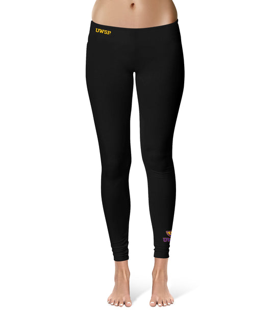 UW-Stevens Point Pointers UWSP Vive La Fete Game Day Collegiate Logo at Ankle Women Black Yoga Leggings 2.5 Waist Tights