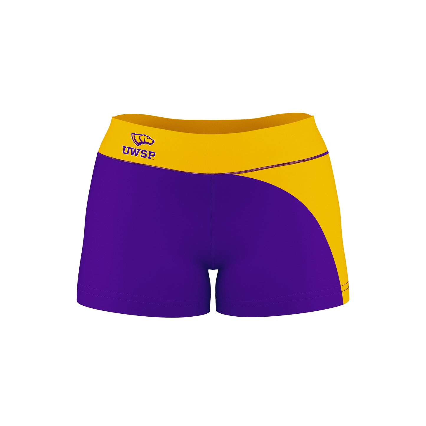 UW-Stevens Point Pointers UWSP Vive La Fete Collegiate Waist Color Block Women Purple Gold Optimum Yoga Short