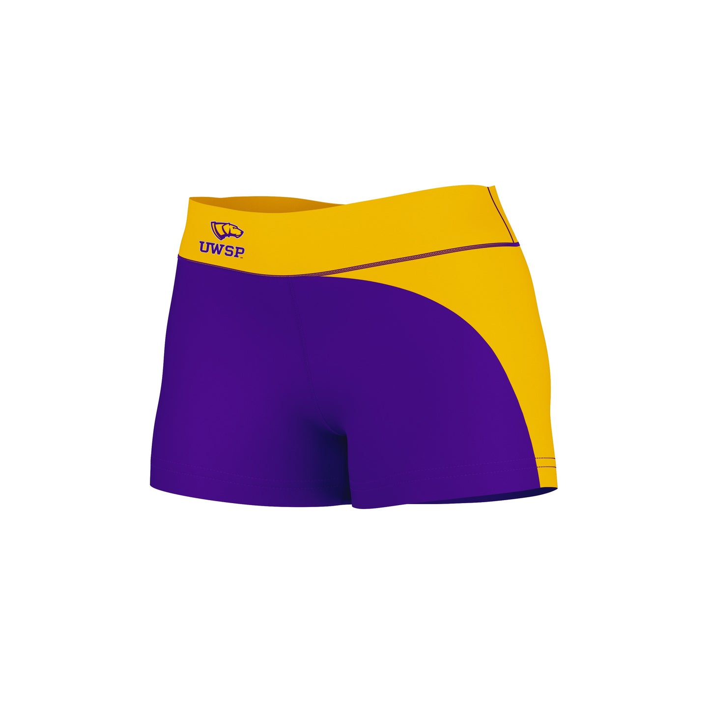 UW-Stevens Point Pointers UWSP Vive La Fete Collegiate Waist Color Block Women Purple Gold Optimum Yoga Short - Vive La F̻te - Online Apparel Store