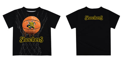 Wichita State University Original Dripping Basketball Black T-Shirt by Vive La Fete