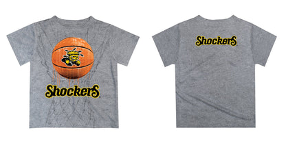 Wichita State University Original Dripping Basketball Heather Gray T-Shirt by Vive La Fete
