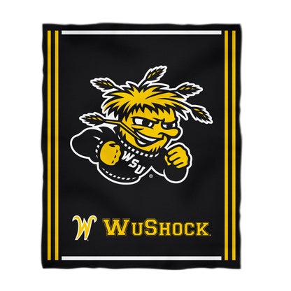Wichita State Shockers WSU Kids Game Day Black Plush Soft Minky Blanket 36 x 48 Mascot