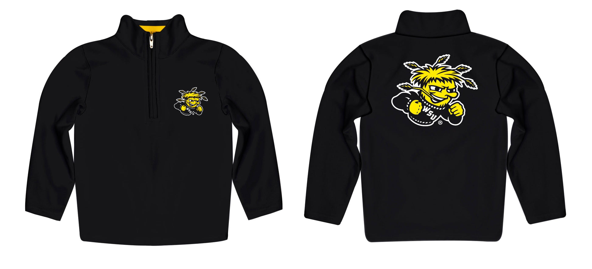 Wichita State Shockers WSU Game Day Solid Black Quarter Zip Pullover for Infants Toddlers by Vive La Fete