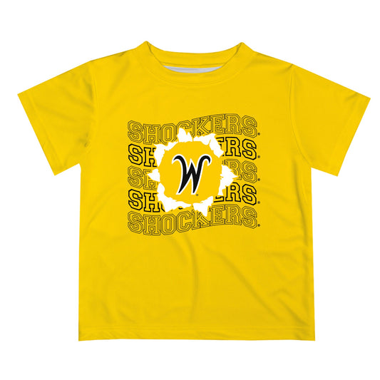 Wichita State Shockers WSU Vive La Fete Yellow Art V1 Short Sleeve Tee Shirt