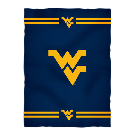 West Virginia Game Day Soft Premium Fleece Blue Throw Blanket 40 x 58 Logo and Stripes