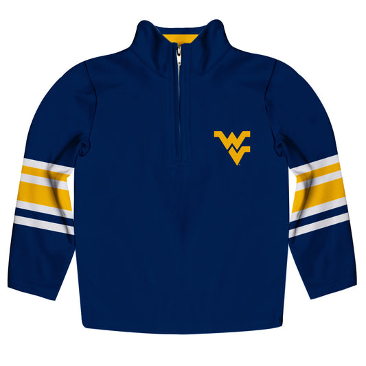 West Virginia Mountaineers Game Day Blue Quarter Zip Pullover for Infants Toddlers by Vive La Fete