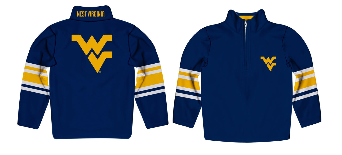 West Virginia Mountaineers Game Day Blue Quarter Zip Pullover for Infants Toddlers by Vive La Fete