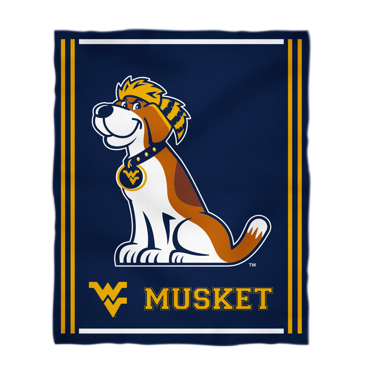 West Virginia University Mountaineers Kids Game Day Navy Plush Soft Minky Blanket 36 x 48 Mascot
