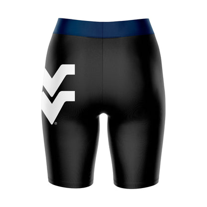 West Virginia Mountaineers Vive La Fete Game Day Logo on Thigh and Waistband Black and Blue Women Bike Short 9 Inseam