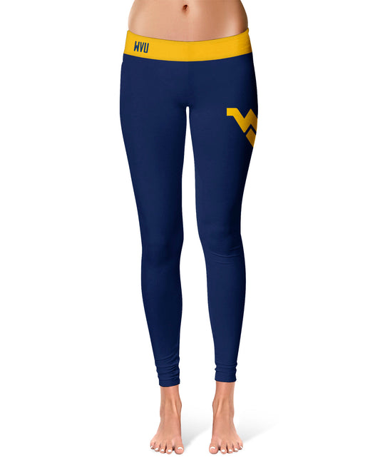 West Virginia Mountaineers Vive La Fete Game Day Collegiate Logo on Thigh Blue Women Yoga Leggings 2.5 Waist Tights