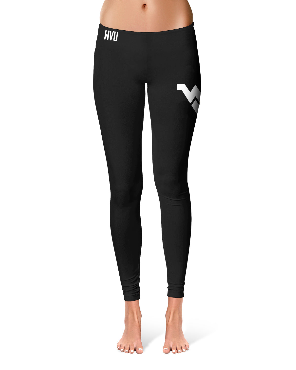 West Virginia Mountaineers Vive La Fete Collegiate Large Logo on Thigh Women Black Yoga Leggings 2.5 Waist Tights