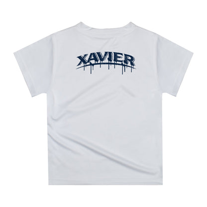 Xavier University Muskateers Original Dripping Basketball White T-Shirt by Vive La Fete