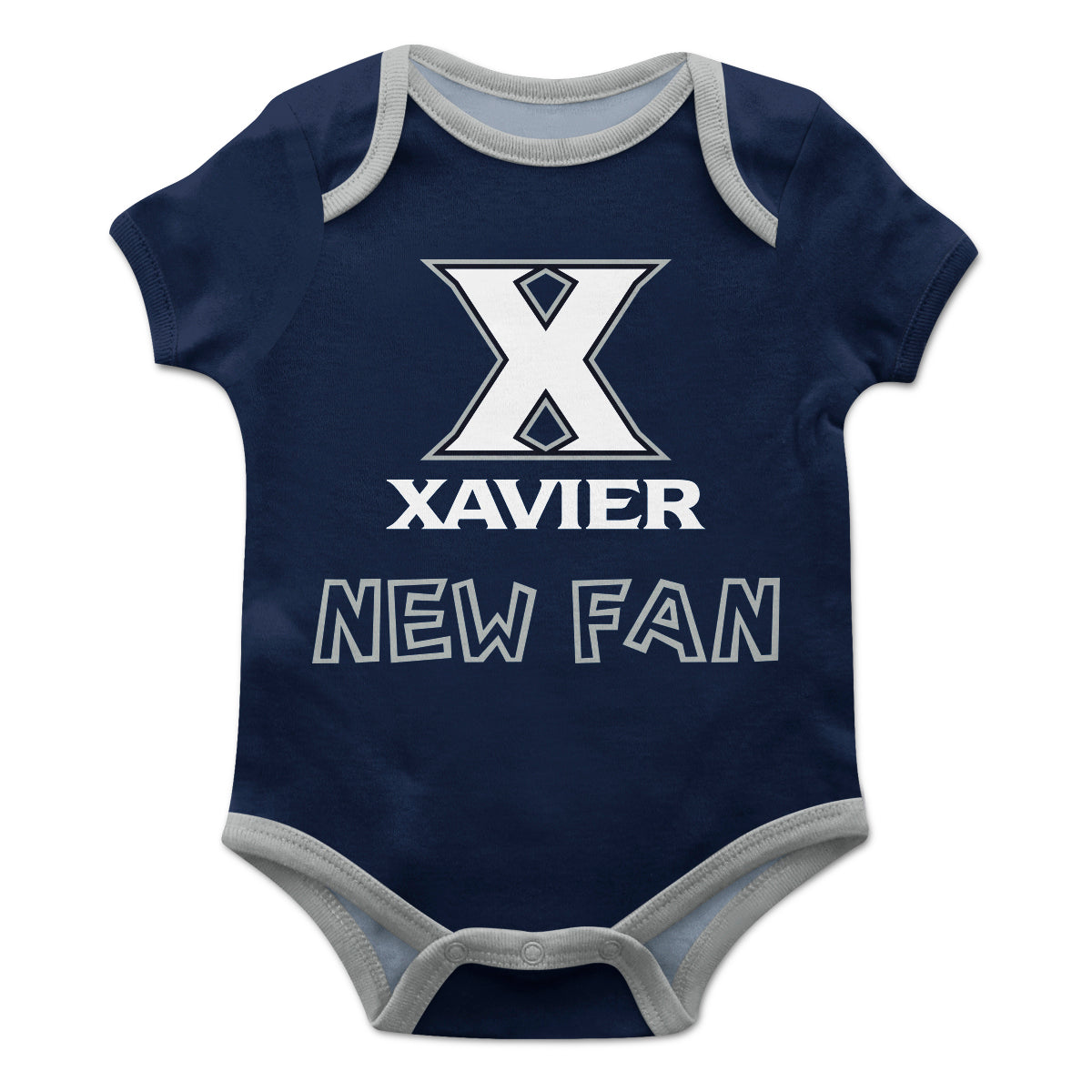 Xavier University Muskateers Infant Game Day Navy Short Sleeve One Piece Jumpsuit by Vive La Fete