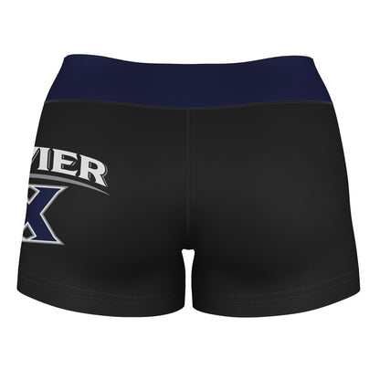 Xavier University Muskateers Vive La Fete Logo on Thigh & Waistband Black & Navy Women Booty Workout Shorts 3.75 Inseam" - Vive La F̻te - Online Apparel Store