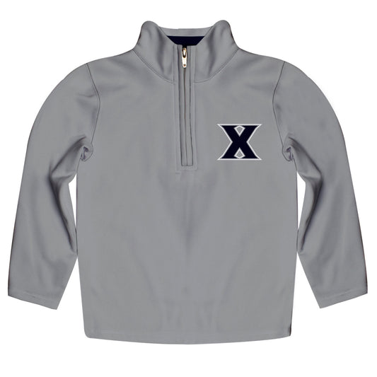 Xavier Musketeers Game Day Solid Gray Quarter Zip Pullover for Infants Toddlers by Vive La Fete