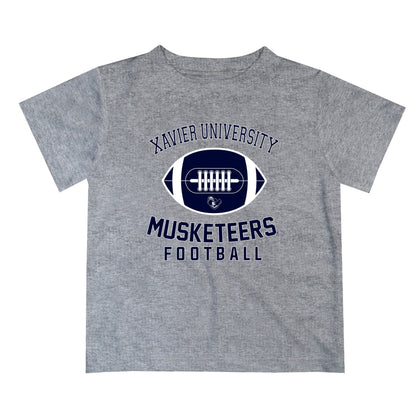 Xavier University Musketeers Vive La Fete Football V2 Heather Gray Short Sleeve Tee Shirt