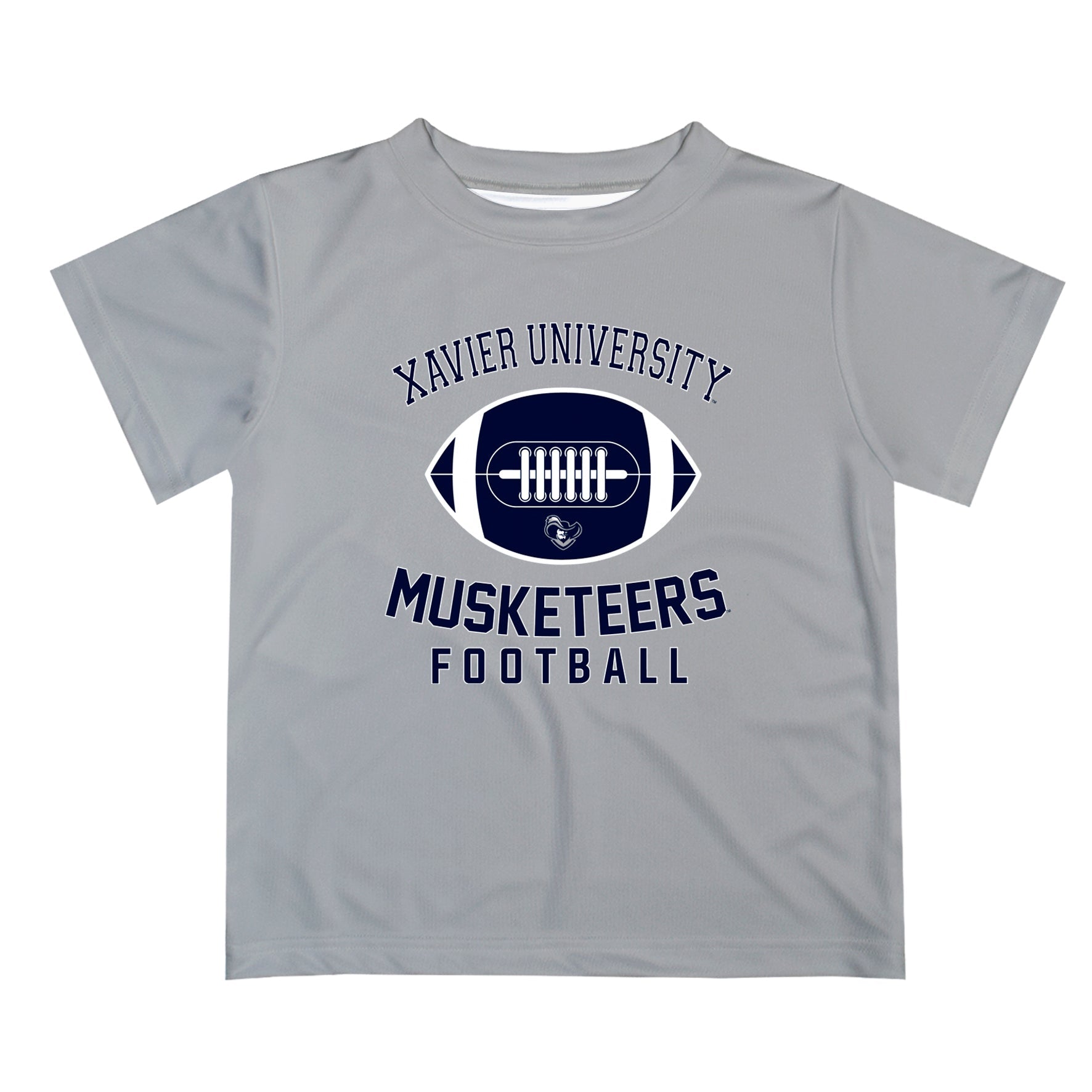 Xavier University Musketeers Vive La Fete Football V2 Gray Short Sleeve Tee Shirt