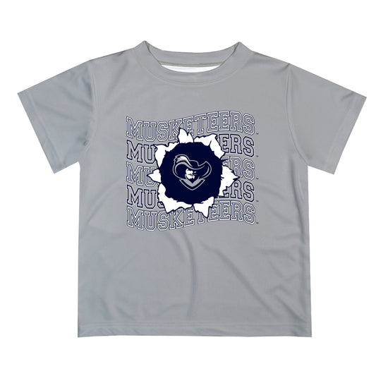 Xavier University Musketeers Vive La Fete  Gray Art V1 Short Sleeve Tee Shirt