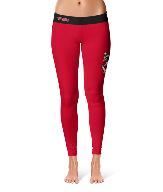 Youngstown State Penguins Vive La Fete Game Day Collegiate Logo on Thigh Red Women Yoga Leggings 2.5 Waist Tights